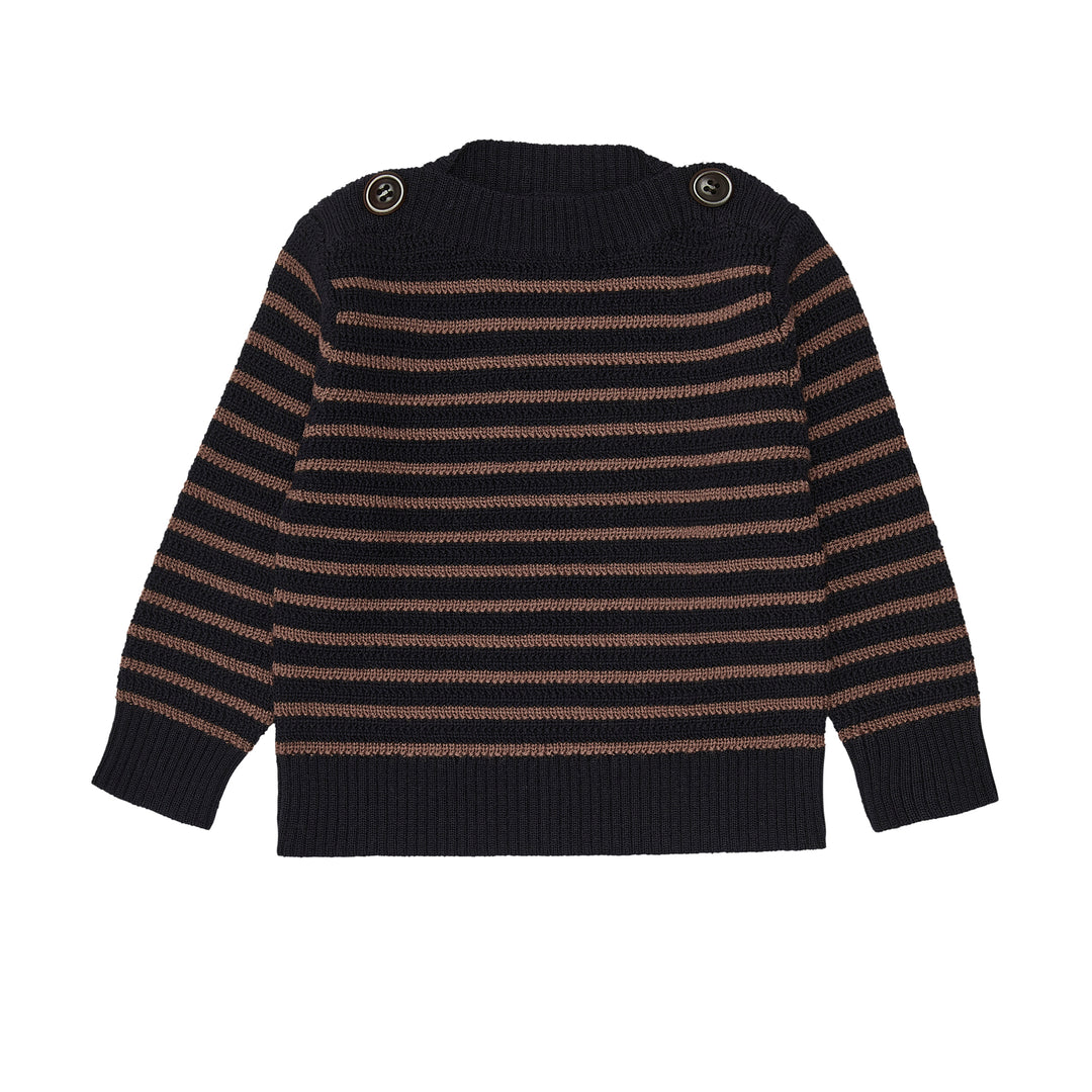 AW4722.Baby Boatneck Blouse-Dark Navy/Nutmeg