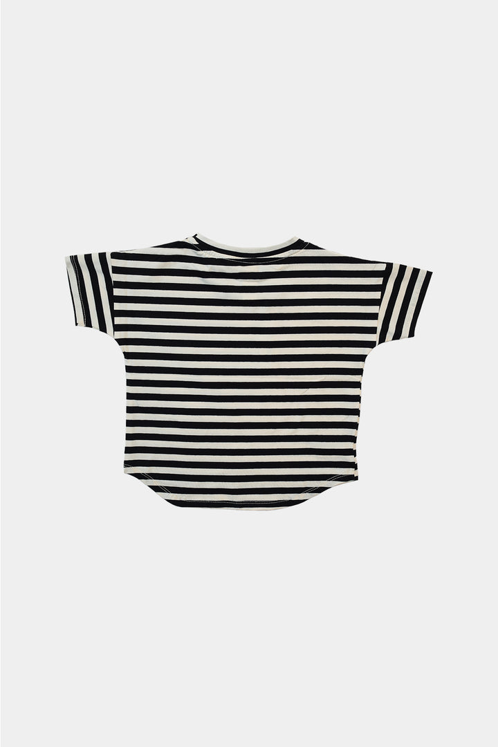018-STRIPED ECRU/BLACK TEE