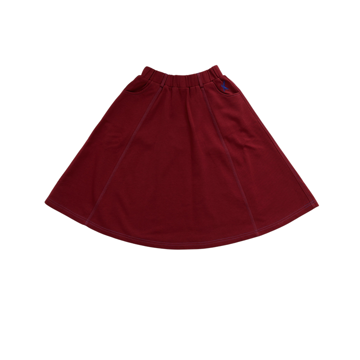 HK444-BURGANDY STITCHED SKIRT