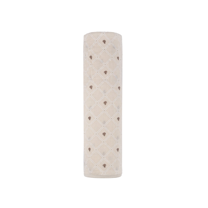 FLORAL GRID COLLECTION-MUSLIN SWADDLE-Ivory/Leaf