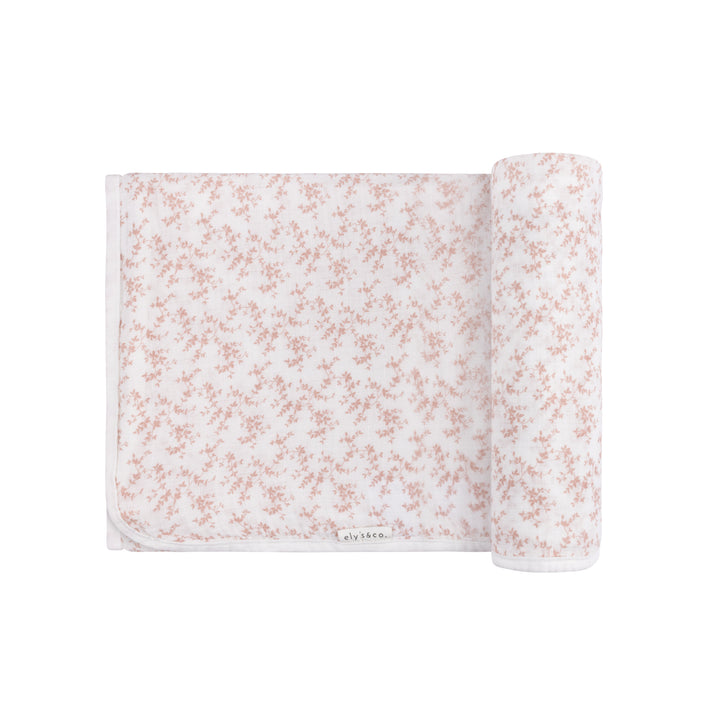 VELOUR VINE PATTERN- PINK/IVORY -MUSLIN SWADDLE