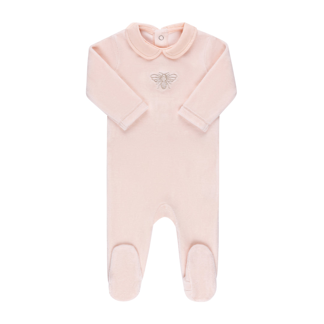 VELOUR EMBROIDERED-METALLIC BEE-3 PC SET-PINK