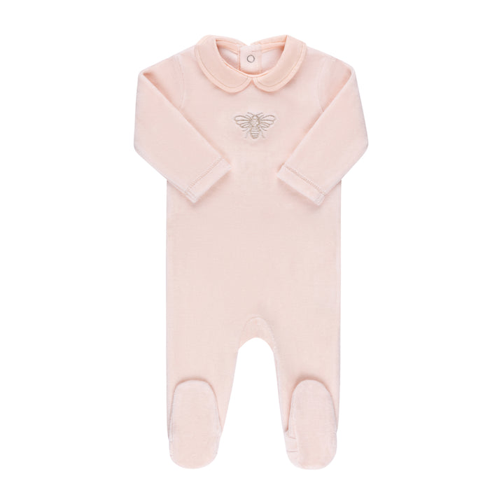 VELOUR EMBROIDERED-METALLIC BEE-3 PC SET-PINK