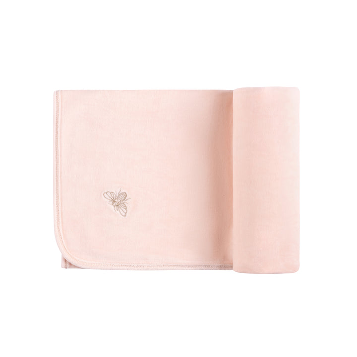 VELOUR EMBROIDERED-METALLIC BEE-3 PC SET-PINK