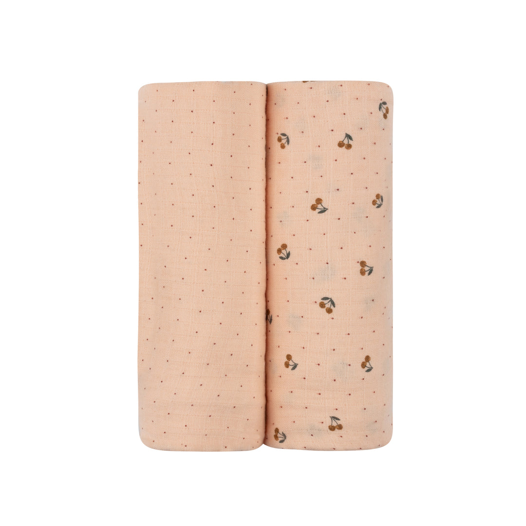 2 Pack Cherry Print Collection - Muslin Swaddle-Pink