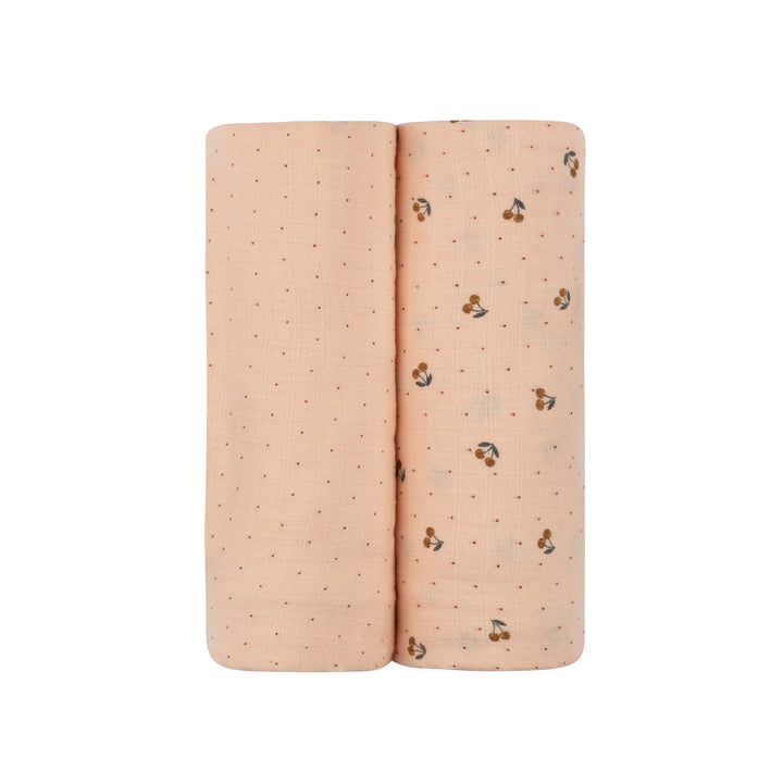 2 Pack Cherry Print Collection - Muslin Swaddle-Pink