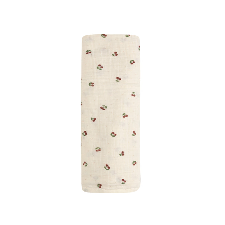 2 Pack Cherry Print Collection - Muslin Swaddle-Ivory/Red
