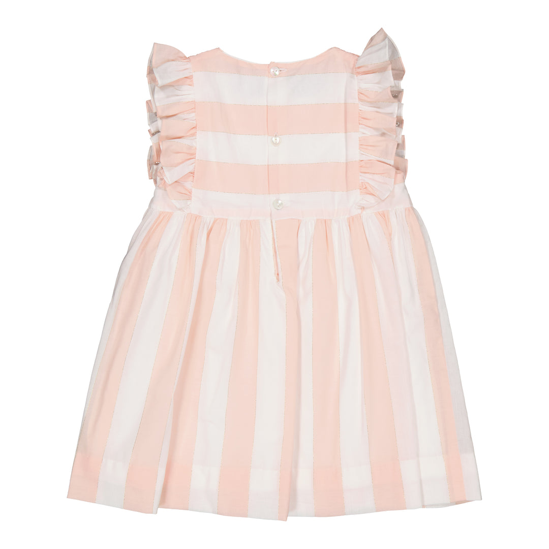 32011-LEA SMOCKED DRESS-Large Pink/Nude Stripes