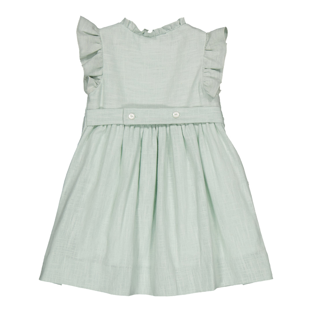34031-LOLYNE SMOCKED DRESS-Mint Linen
