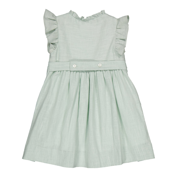 34031-LOLYNE SMOCKED DRESS-Mint Linen