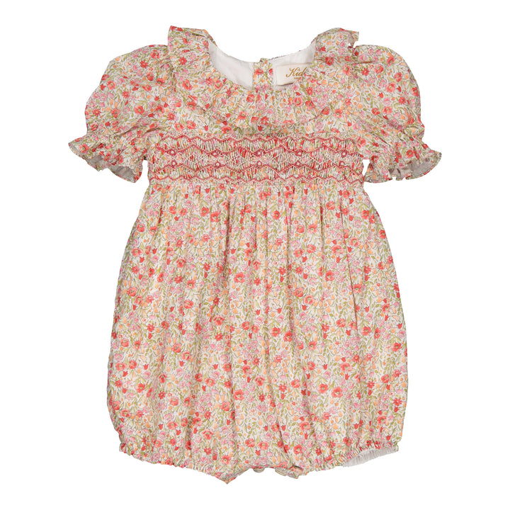 34283-ANTHEA SMOCKE BABY GIRL ROMPER-Ditsy Red Print