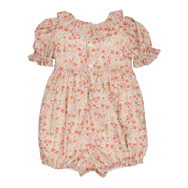 34283-ANTHEA SMOCKE BABY GIRL ROMPER-Ditsy Red Print