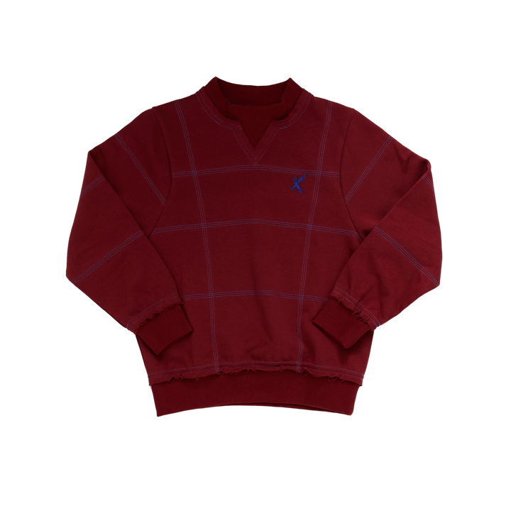 HK442-BURGANDY STITCHED TOP