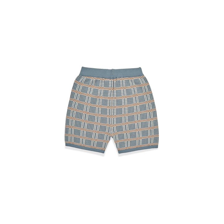BNU24S12029-Grayish Blue Fickle Check Knit Half Pants
