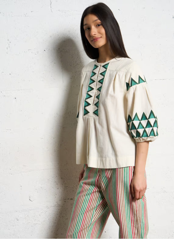 Cacia TCC02 Alpha-Off White Shortsleeve shirt without collar