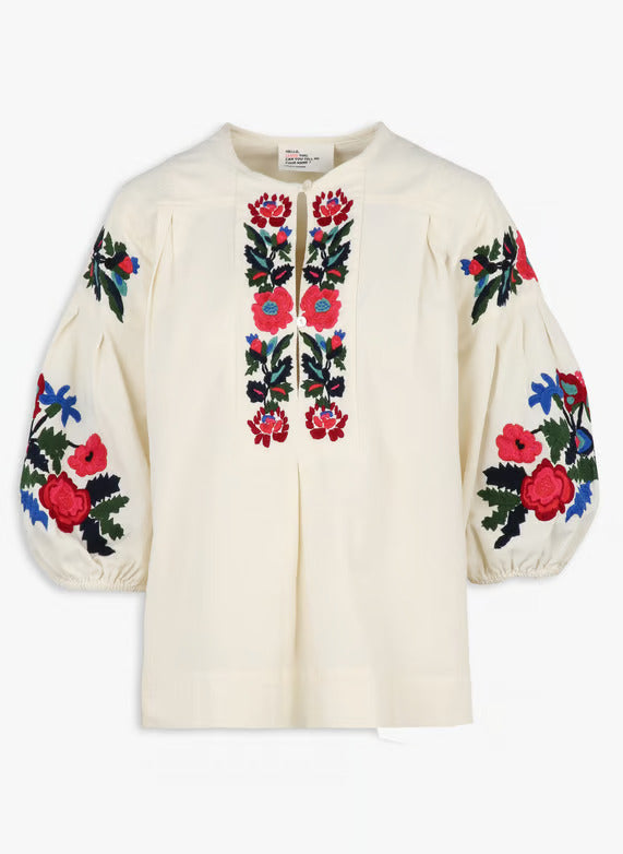 Cacia TCC02 Brd-Off White Shortsleeve shirt without collar