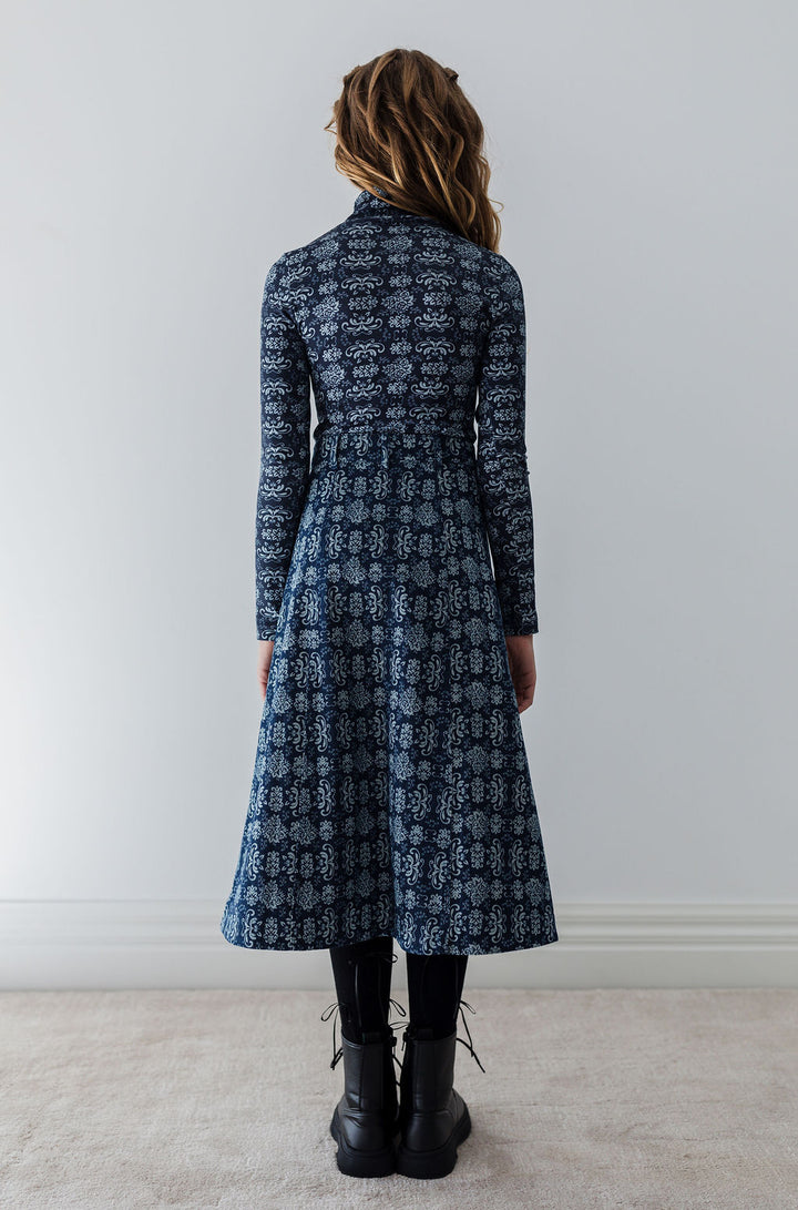 8124T-Fleur De Lis Print Jersey Turtleneck-Fleur De Lis Print