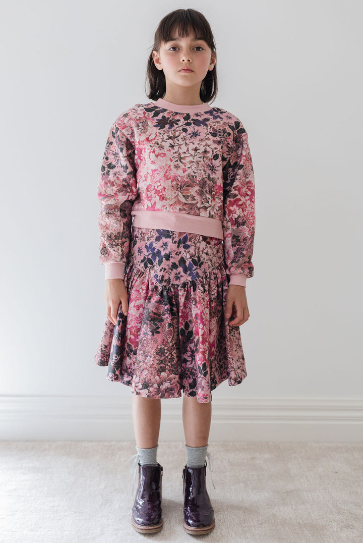 8194T-Blurred Floral Print Sweat Top-Blurred Floral Print