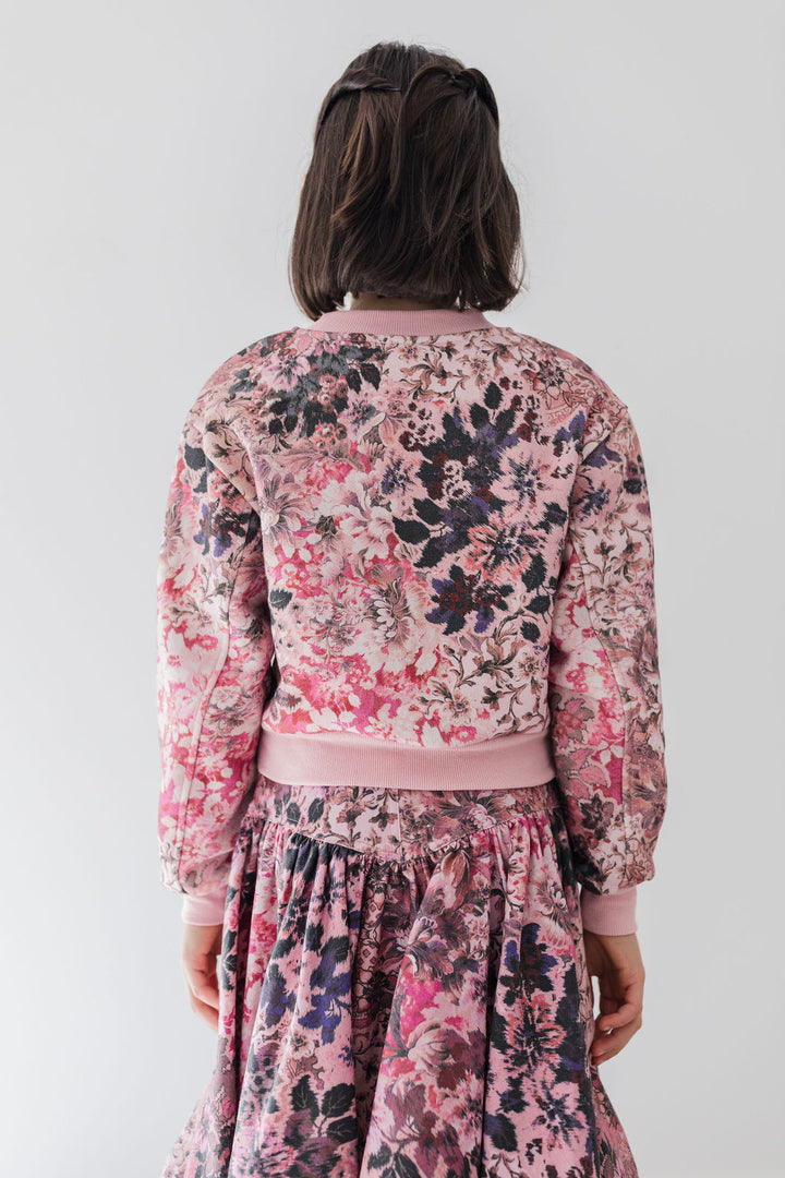 8194T-Blurred Floral Print Sweat Top-Blurred Floral Print