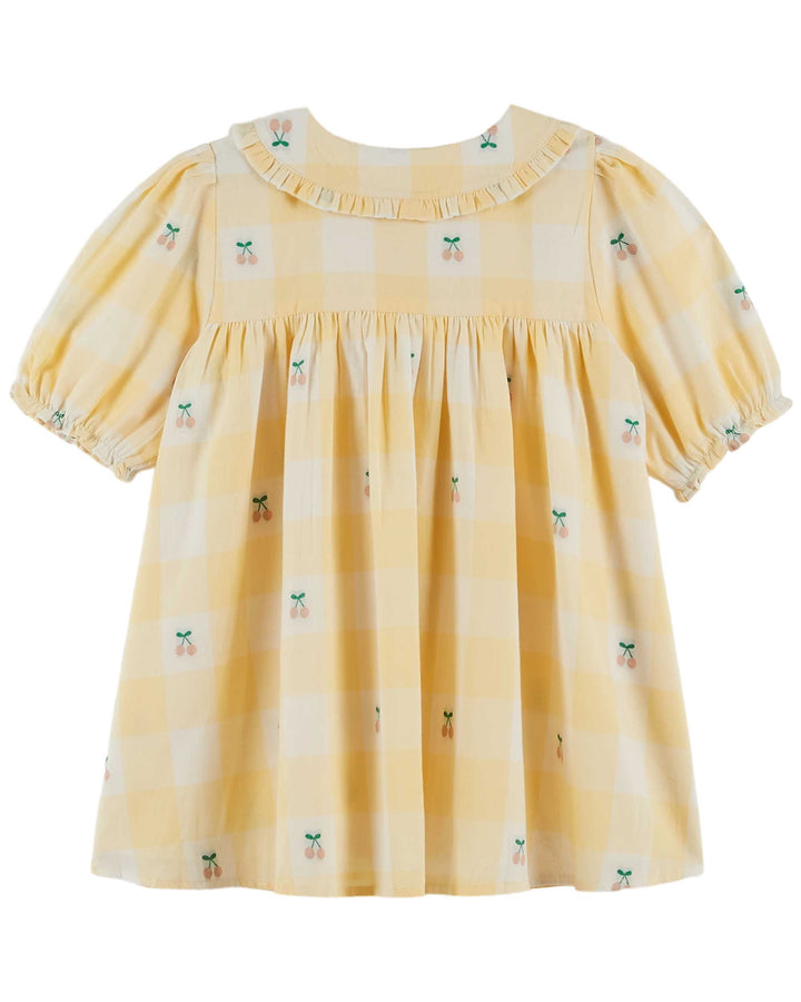 AB045B-CHERRIES GINGHAM WIDE DRESS-VICHY CERISES