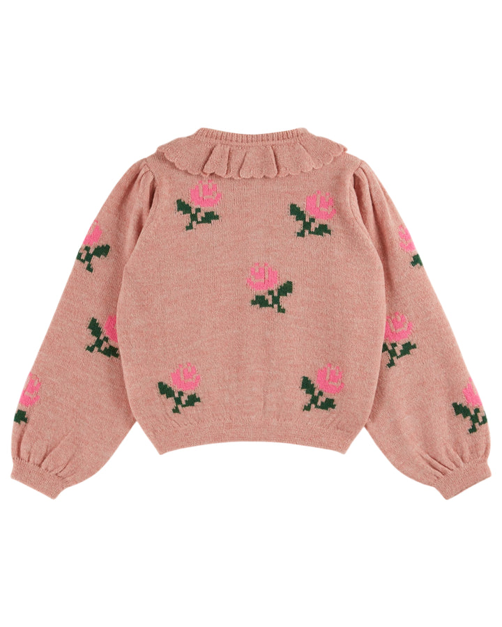 AC124-CARDIGAN FLEURS-ROSE