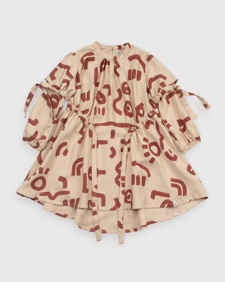 AMARI DRESS-Café Au Lait Print