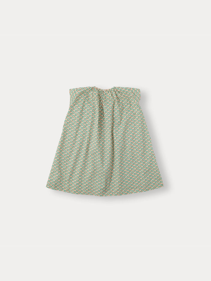 BLOCK SMOCKING DRESS-peach fuzz