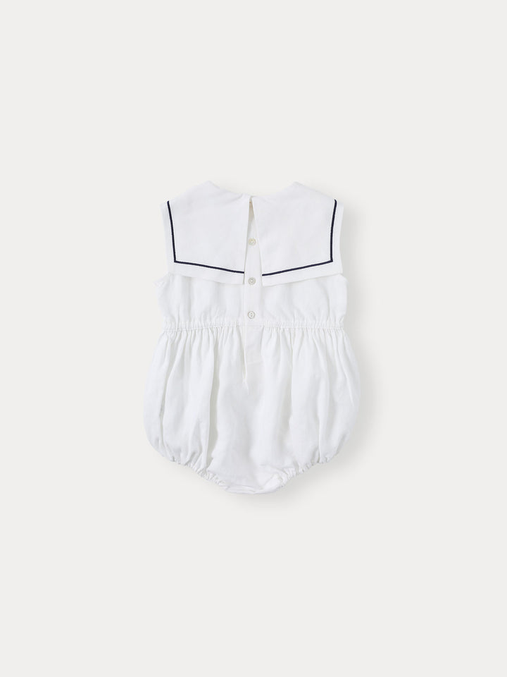 BABY-MARINE COLLAR ROMPER-ivory