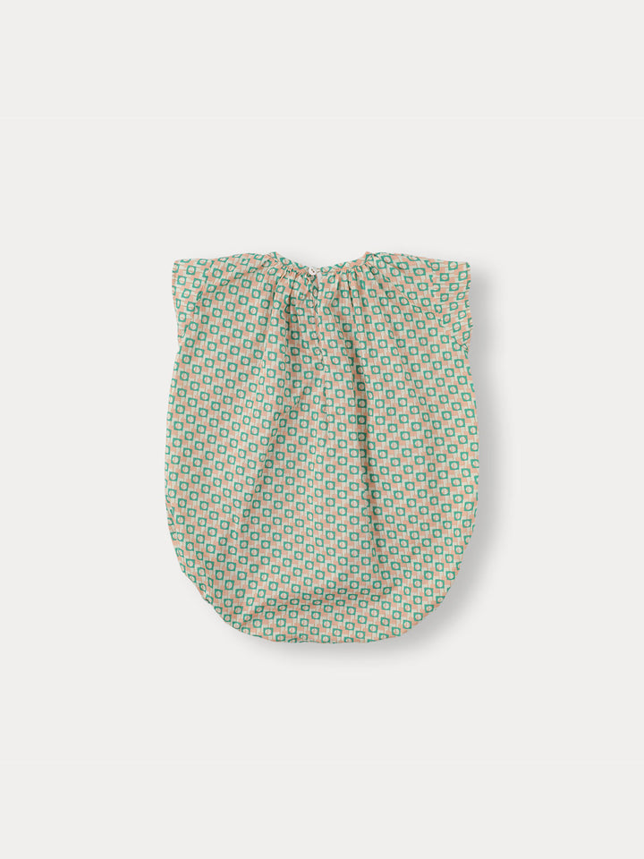 BABY-BLOCK SMOCKING ROMPER-peach fuzz