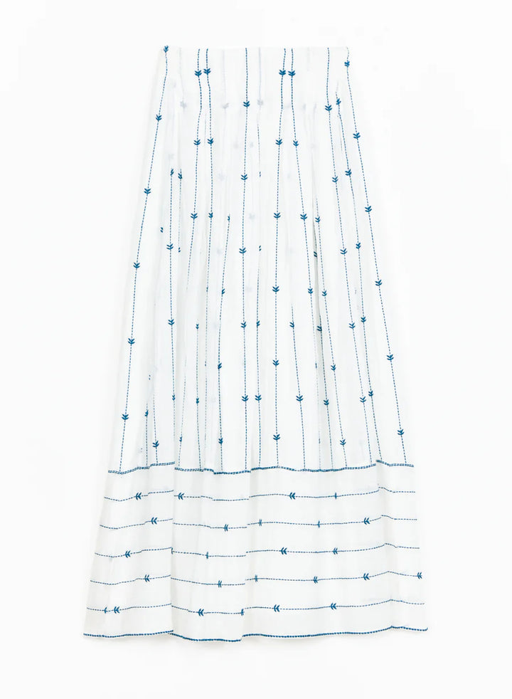 DACY EMB MAXI SKIRT-BLUE