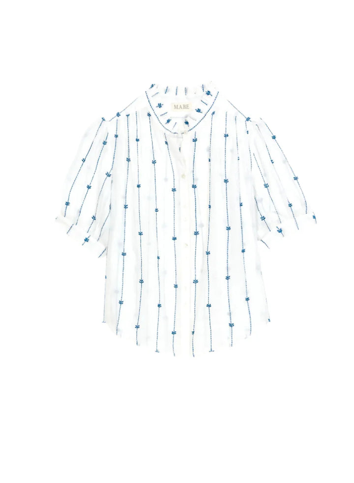 DACY EMB TOP-BLUE