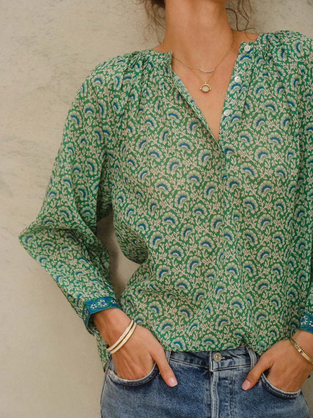 DANA PRINT L/S TOP-GREEN