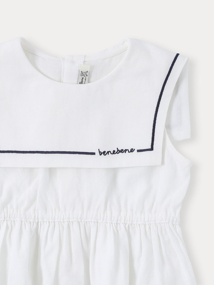 BABY-MARINE COLLAR ROMPER-ivory