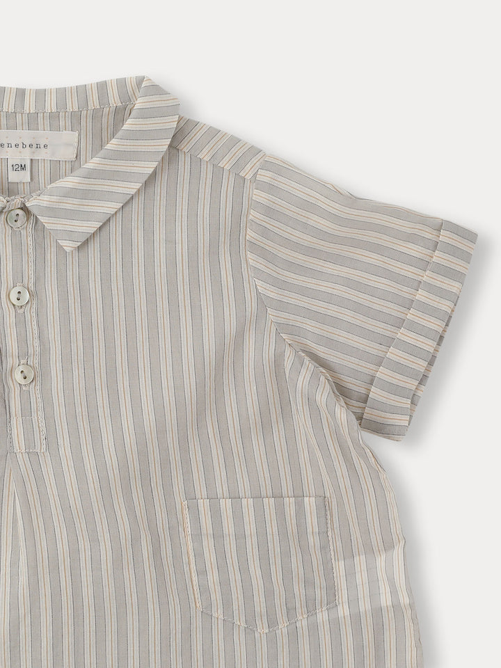 BABY-IAN STRIPE SHIRT SET-grayish mint