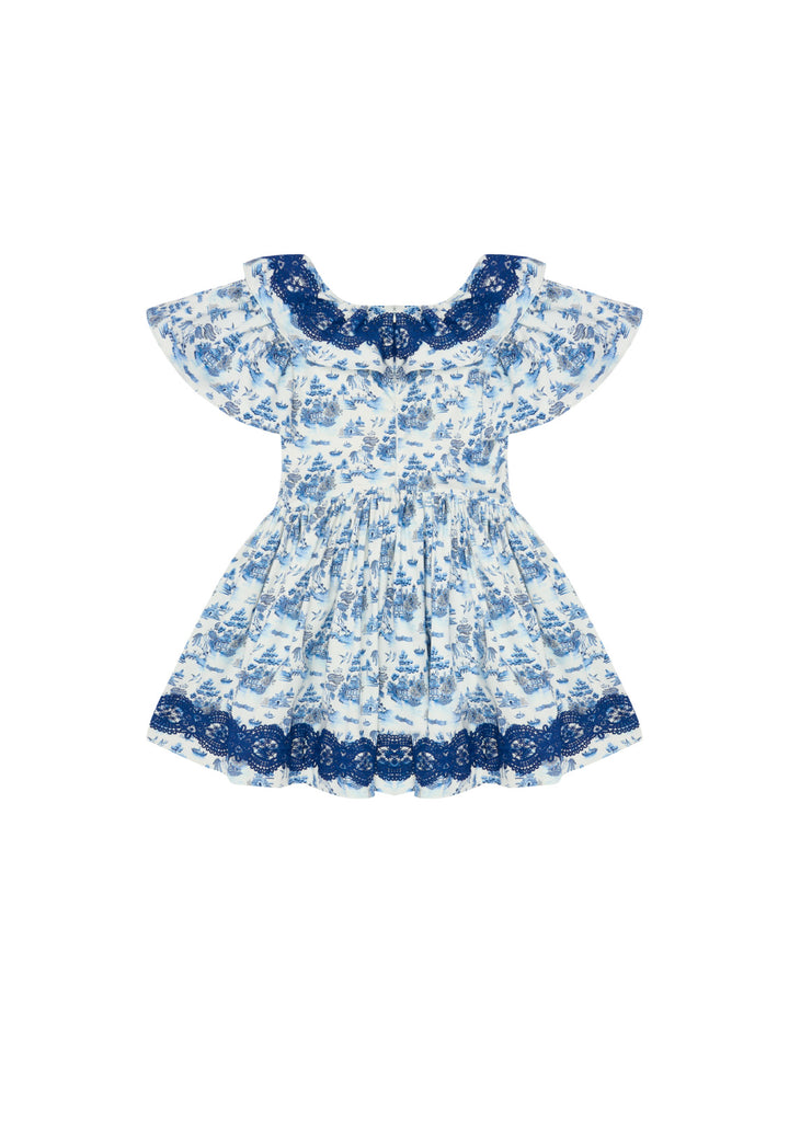 FORGET ME NOT DRESS-LONG SLEEVE-WILLOW PATTERN