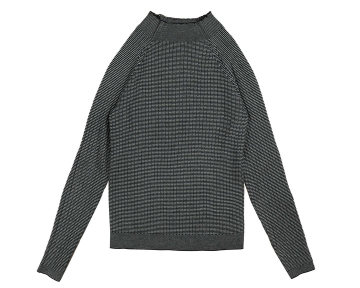 HKN550-STRIPPED RIBBED TURTLENECK-Teal