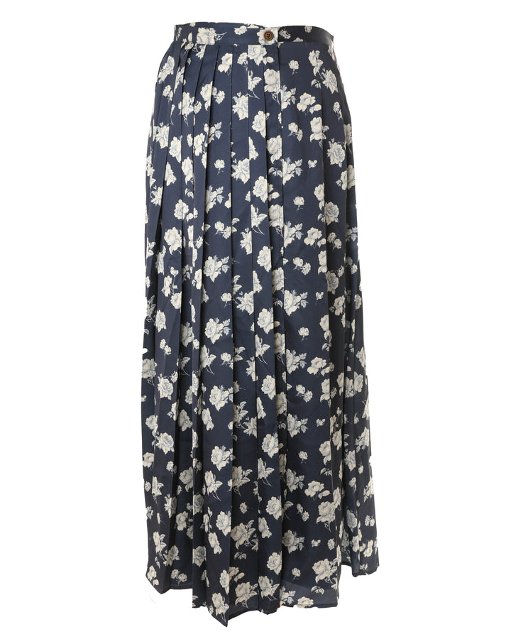 HSK676-SILKY PLEATED SKIRT-Floral