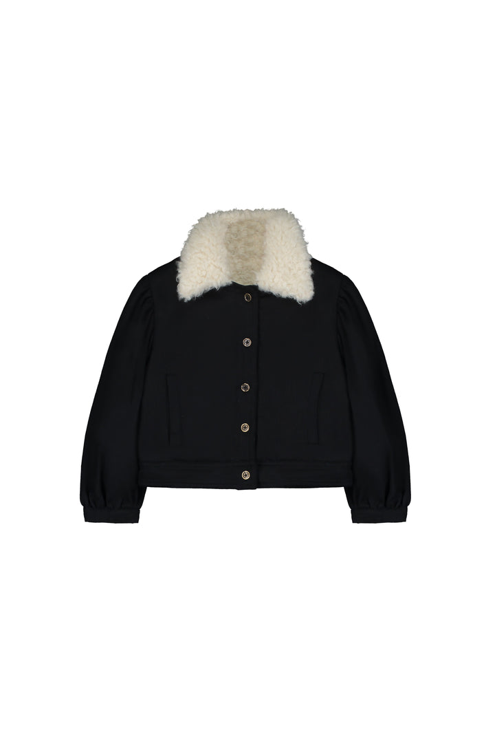 Denim Crop Jacket-Black