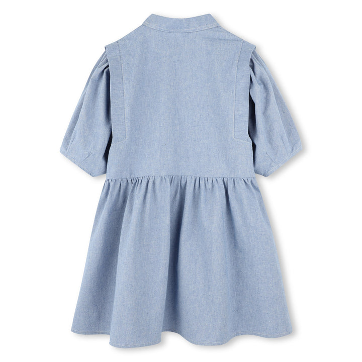 K61011-DRESS CHAMBRAY PRINT ON FRONT-CHAMBRAY
