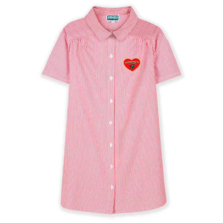 K61036-DRESS STRIPED WITH BADGE DETAIL-BRIGHT RED