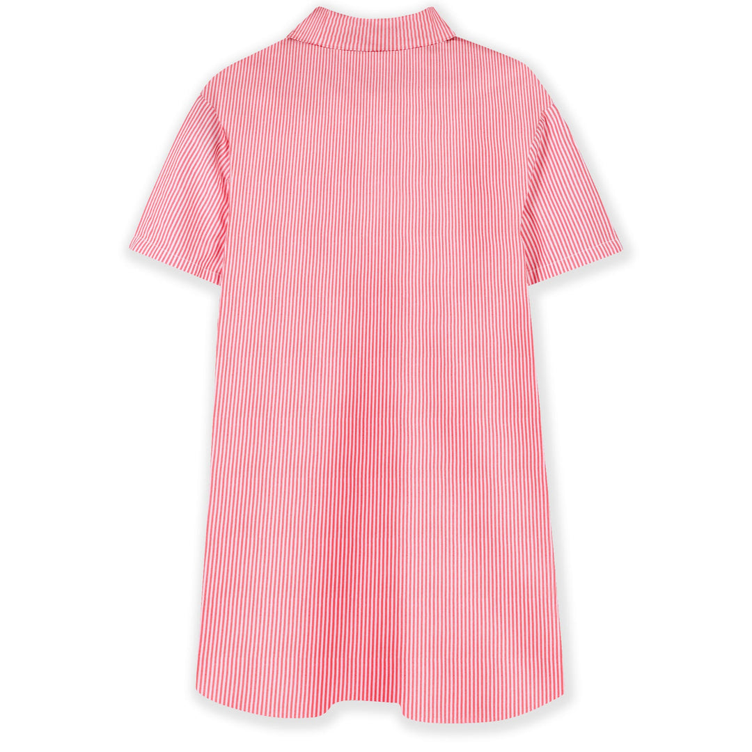 K61036-DRESS STRIPED WITH BADGE DETAIL-BRIGHT RED