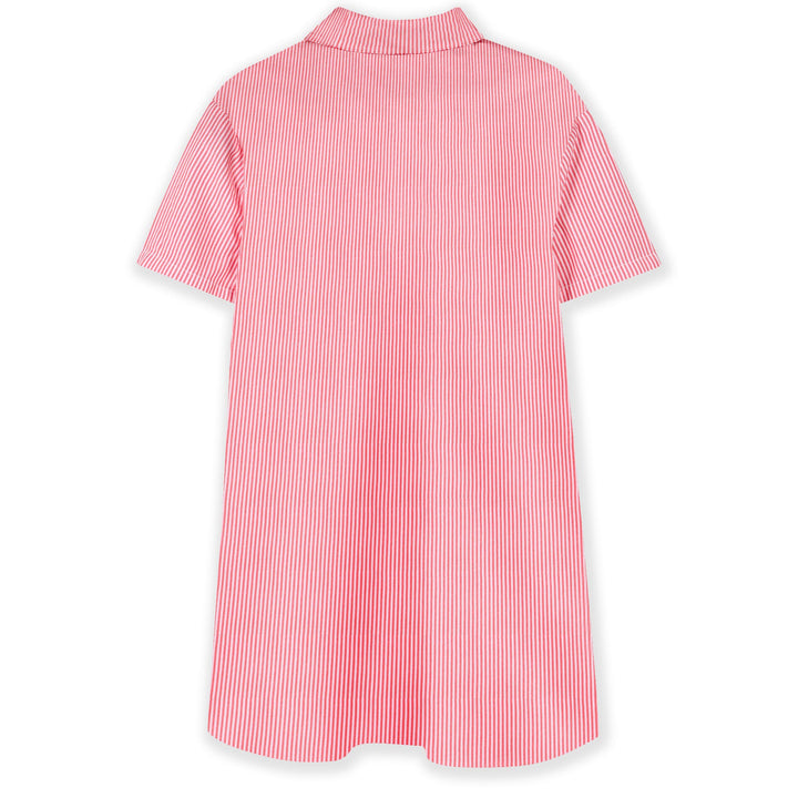 K61036-DRESS STRIPED WITH BADGE DETAIL-BRIGHT RED