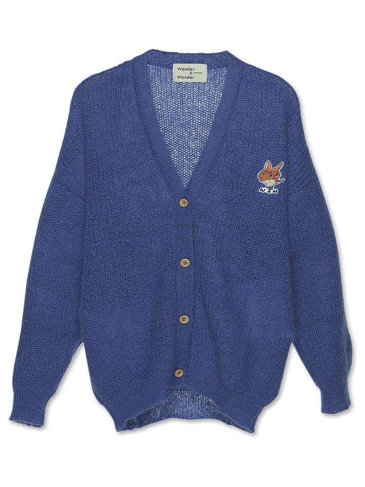 V NECK LOGO CARDIGAN-Periwinkle