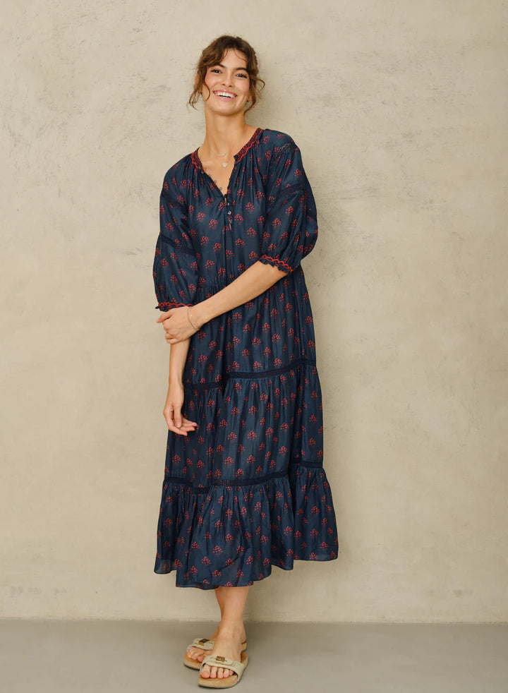 LINDI PRINT MAXI DRESS-INDIGO