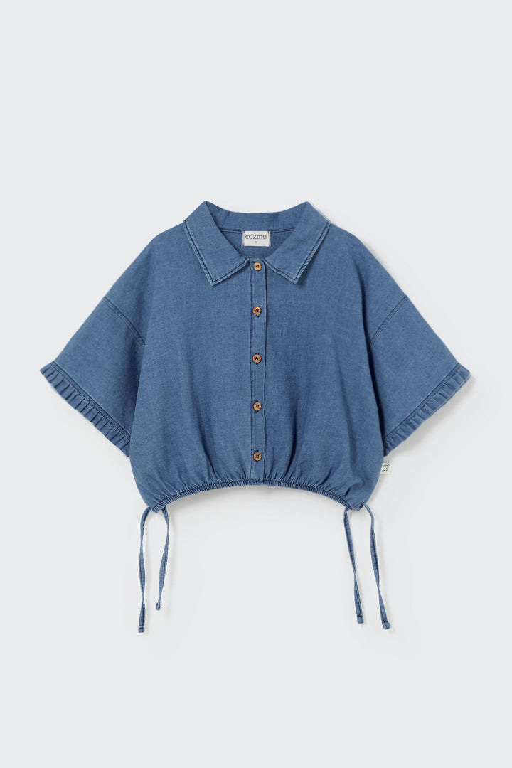 LUAK207S5-TWILL DENIM BLOUSE-blue
