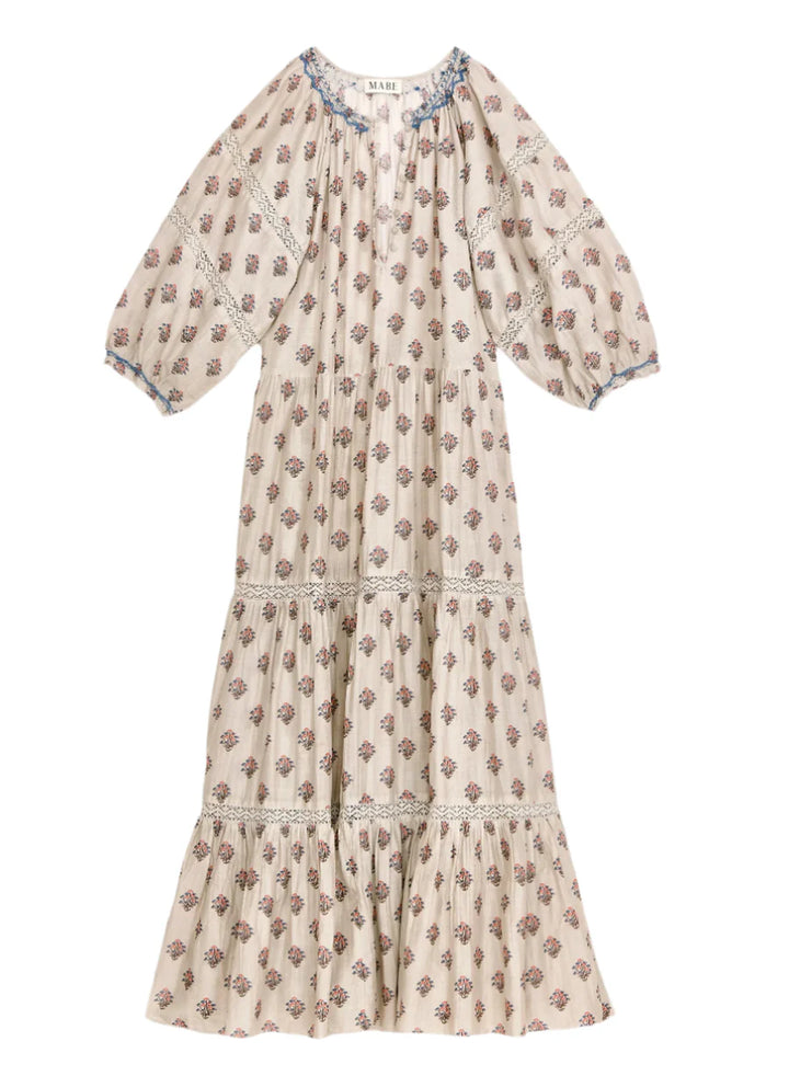 LINDI PRINT MAXI DRESS-ECRU