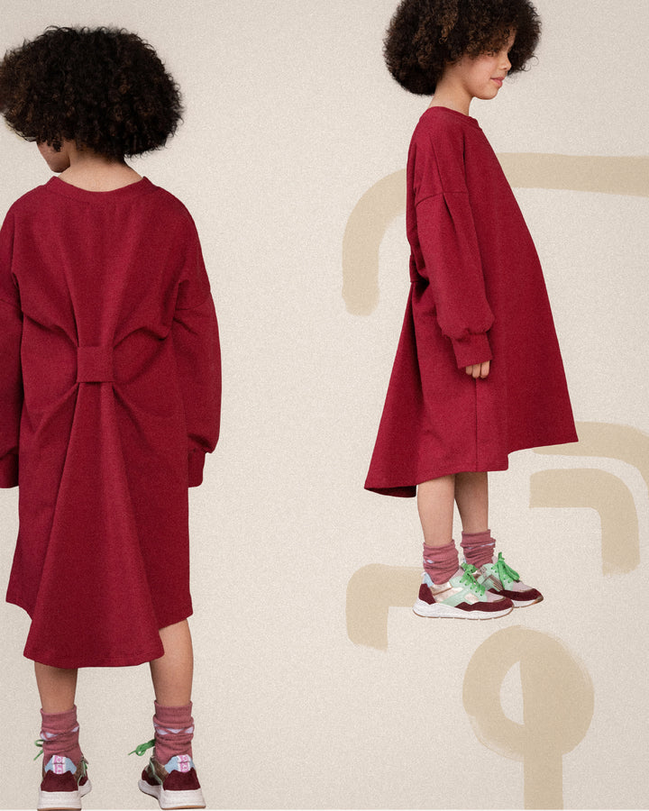 MIA BOW DRESS-Plum