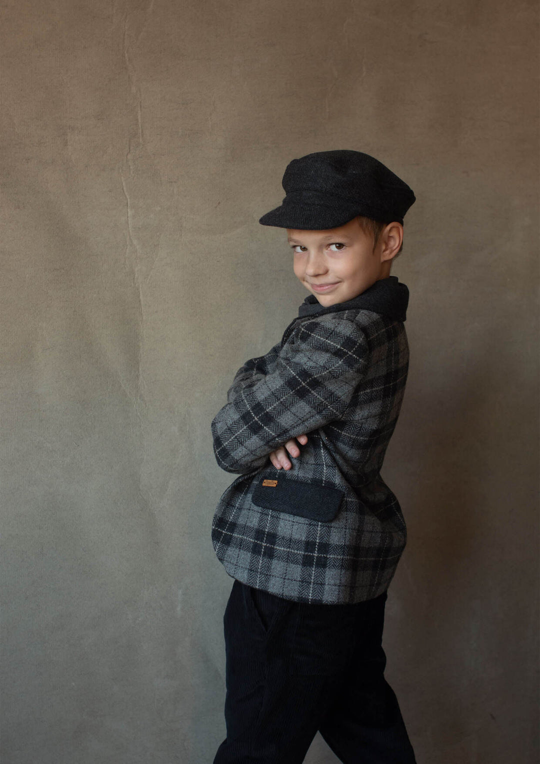 37.2-GREY CHECK WOOLEN BLAZER W/LAPEL