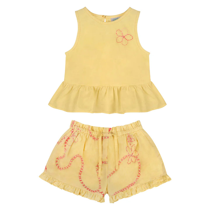 YELLOW JARDIN TOP/SHORTS SET