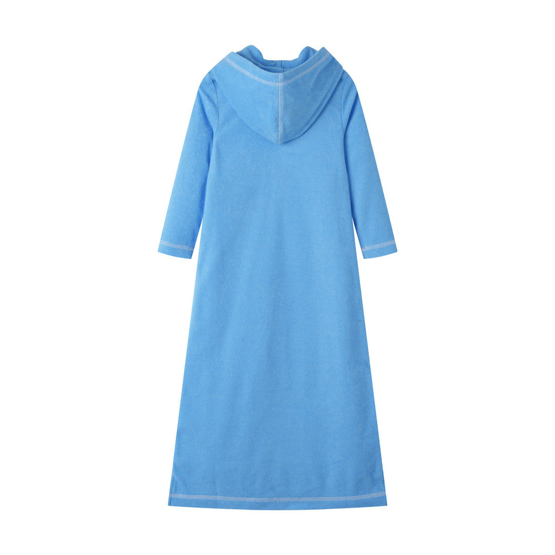 LONG SWIM ROBE WITH CENTER POCKET-AQUA